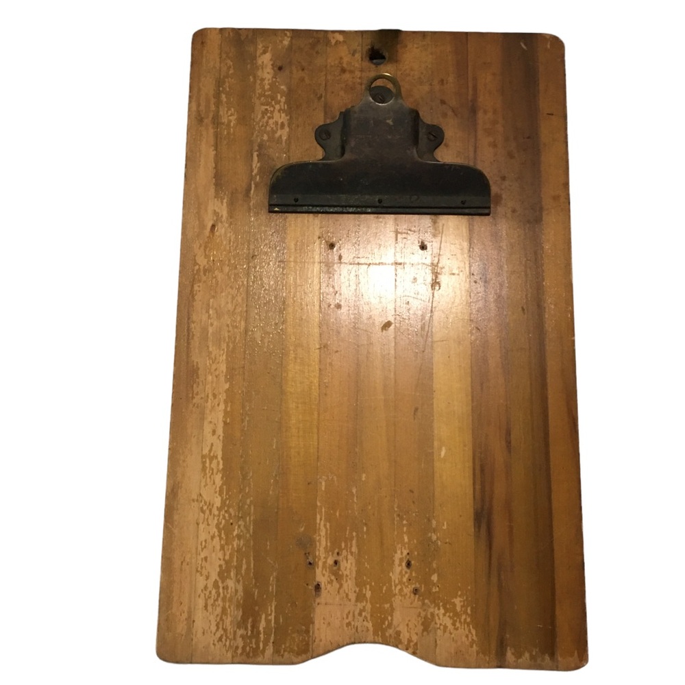 Antique clipboard 15X9” extra long wood clip with pins EUC